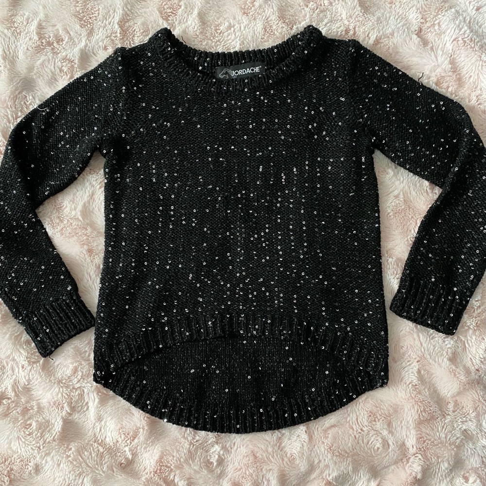 Girls’ Black Sequined Sweater